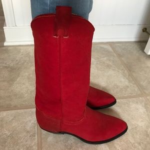Women's Abilene Red Leather Cowboy Boots SZ 8.5